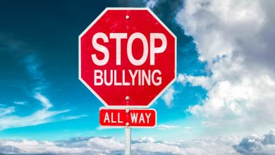 Sign post with words that say "Stop Bullying All the way"