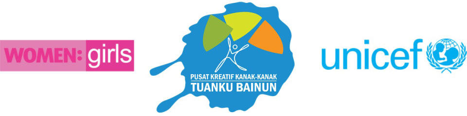 women and girls logo, Tuanku Bainun Children's Creative Centre logo and UNICEF logo