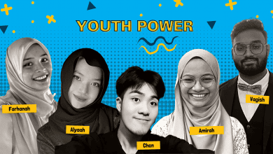 portraits of 5 young Malaysians. Above them is the text "Youth Power".